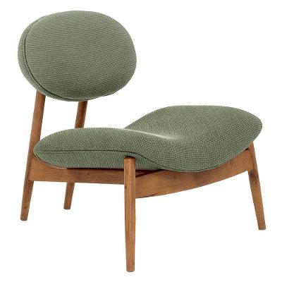 Poltrona Decorativa Yves Base Madeira Castanho Linho Verde Claro - Nexta Casa