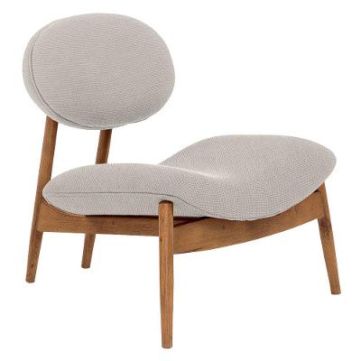 Poltrona Decorativa Yves Base Madeira Castanho Linho Off White - Nexta Casa