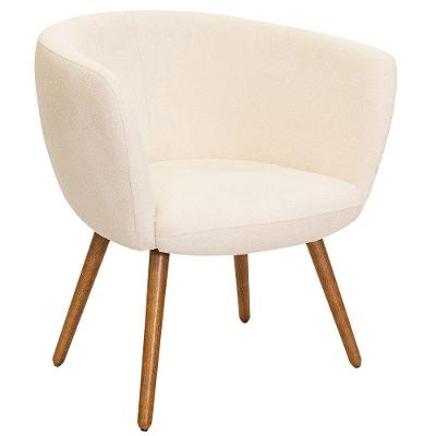 Poltrona Decorativa Isis Pés Palito Castanho Bouclé Off White - Nexta Casa