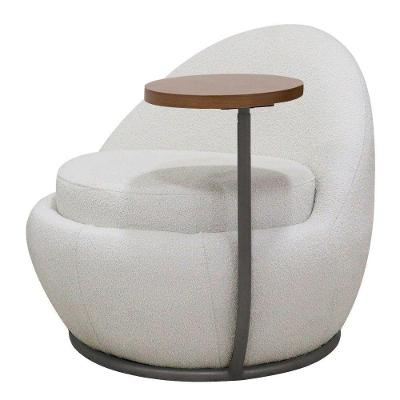 Poltrona Kaira Mesa Lateral Esquerda Fixa Titânio Bouclé Creep Off White - Nexta Casa