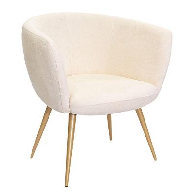 Poltrona Decorativa Isis Pés Palito Ouro Fosco Bouclé Off White - Nexta Casa