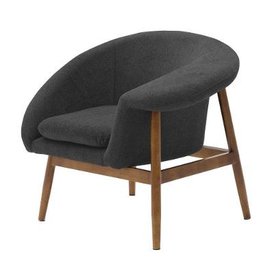 Poltrona Sala De Estar Yumi Base Madeira Braço Esquerdo Linho Grafite - Nexta Casa