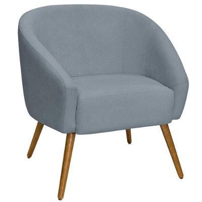 Poltrona Sala De Estar Mona Pés Palito Castanho Bouclé Azul Claro - Nexta Casa