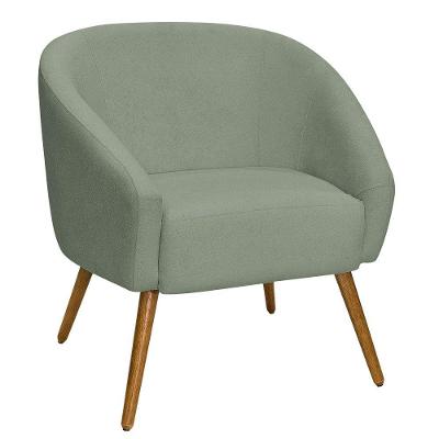 Poltrona Sala De Estar Mona Pés Palito Castanho Bouclé Verde Claro - Nexta Casa