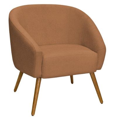 Poltrona Sala De Estar Mona Pés Palito Castanho Bouclé Terracota - Nexta Casa