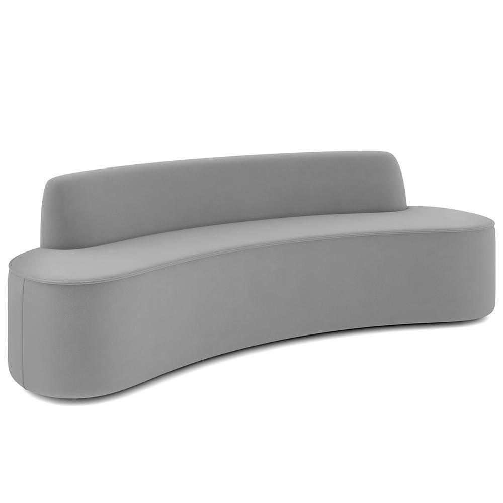 Sofá 4 Lugares Curvo Sala De Estar Living Cancún D02 Veludo Cinza 260 Cm C-317 - 1