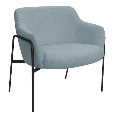 Poltrona Decorativa Jade Base Aço Preto Bouclé Azul Claro - Nexta Casa