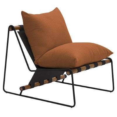 Poltrona Decorativa Turim Base Aço Preto Recouro Black Poliéster Terracota - Nexta Casa