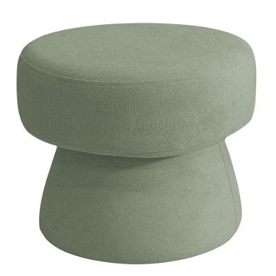 Puff Decorativo Redondo Liz Sala De Estar Bouclé Verde Claro - Nexta Casa