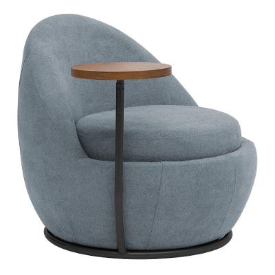 Poltrona Kaira Mesa Lateral Direita Base Fixa Preto Bouclé Azul Claro - Nexta Casa