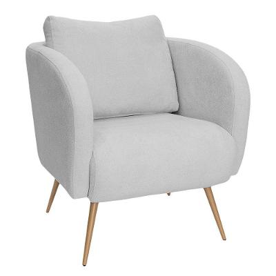 Poltrona Decorativa Dana Pés Palito Ouro Fosco Bouclé Cinza Claro - Nexta Casa