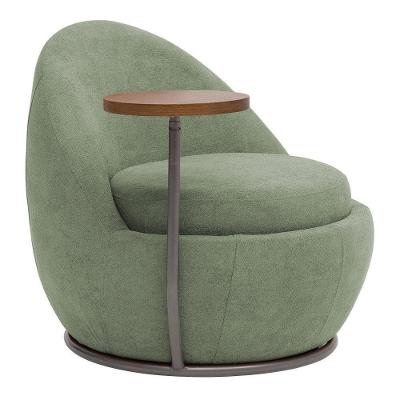 Poltrona Kaira Mesa Lateral Direita Base Fixa Titânio Bouclé Verde Claro - Nexta Casa