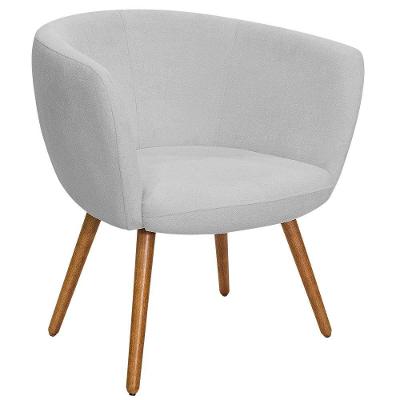 Poltrona Decorativa Isis Pés Palito Castanho Bouclé Cinza Claro - Nexta Casa