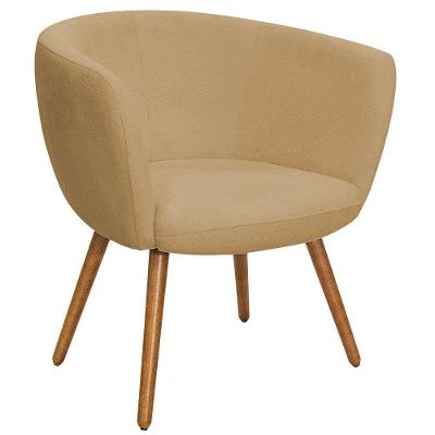 Poltrona Decorativa Isis Pés Palito Castanho Bouclé Camel - Nexta Casa