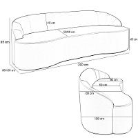 Sofá 4 Lugares Curvo Sala De Estar Living Lótus D02 Bouclê Creme 260 Cm B-54 - 2