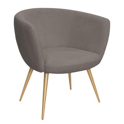 Poltrona Decorativa Isis Pés Palito Ouro Fosco Bouclé Marrom - Nexta Casa