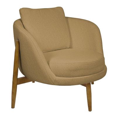 Poltrona Decorativa Austin Base Madeira Bouclé Camel - Nexta Casa