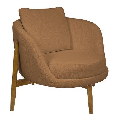 Poltrona Decorativa Austin Base Madeira Bouclé Terracota - Nexta Casa