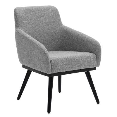 Poltrona Decorativa Ayla Base Madeira Linho Cinza Mesclado - Nexta Casa