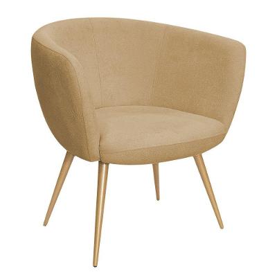 Poltrona Decorativa Isis Pés Palito Ouro Fosco Bouclé Camel - Nexta Casa