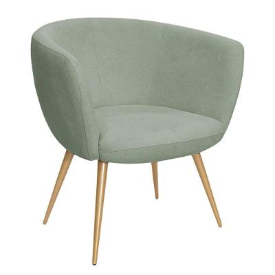 Poltrona Decorativa Isis Pés Palito Ouro Fosco Bouclé Verde Claro - Nexta Casa