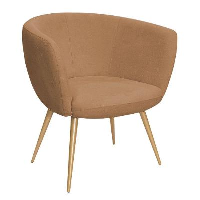 Poltrona Decorativa Isis Pés Palito Ouro Fosco Bouclé Terracota - Nexta Casa