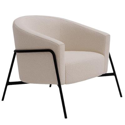 Poltrona Decorativa Maitê Base Aço Preto Bouclé Off White - Nexta Casa Cor Off White