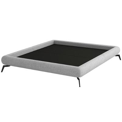 Cama King Base Box Pés Ferro 210cm Emma Linho Cinza Claro - Nexta Casa