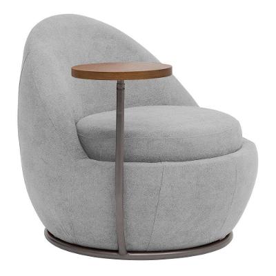 Poltrona Kaira Mesa Lateral Direita Base Fixa Titânio Bouclé Cinza Claro - Nexta Casa