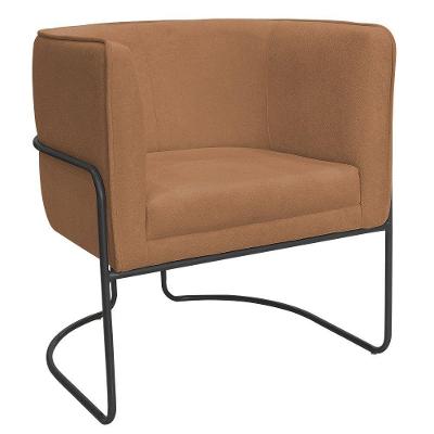 Poltrona Decorativa Betina Base Aço Preto Bouclé Terracota - Nexta Casa