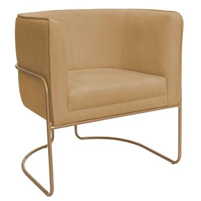Poltrona Decorativa Betina Base Aço Ouro Fosco Bouclé Camel - Nexta Casa