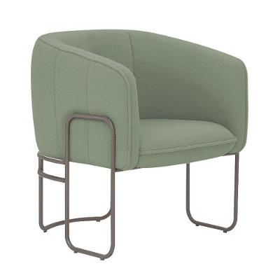 Poltrona Sala De Estar Marie Base Aço Titânio Bouclé Verde Claro - Nexta Casa