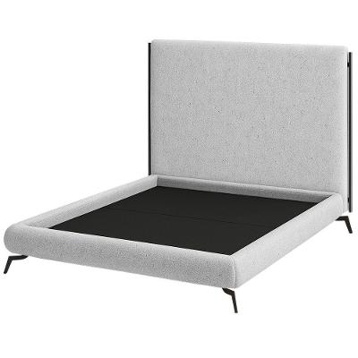 Cama Casal Pés Ferro Emma Com Cabeceira Parise Linho Cinza Claro - Nexta Casa