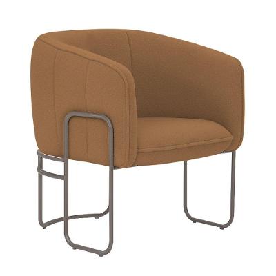 Poltrona Sala De Estar Marie Base Aço Titânio Bouclé Terracota - Nexta Casa