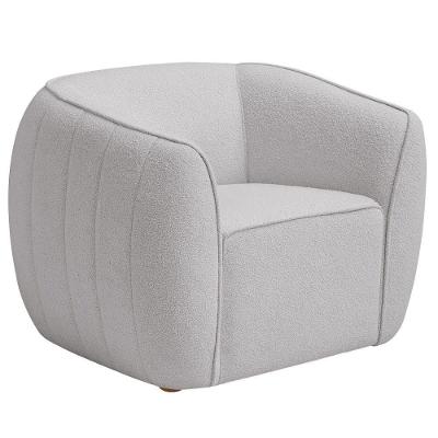 Poltrona Decorativa Premium Provença Bouclé Cinza Claro - Nexta Casa