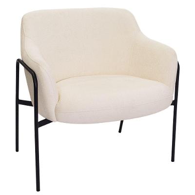 Poltrona Decorativa Jade Base Aço Preto Bouclé Off White - Nexta Casa