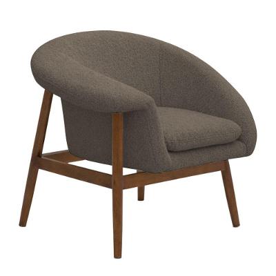 Poltrona Decorativa Yumi Base Madeira Braço Direito Bouclé Marrom - Nexta Casa