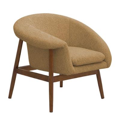 Poltrona Decorativa Yumi Base Madeira Braço Direito Bouclé Camel - Nexta Casa