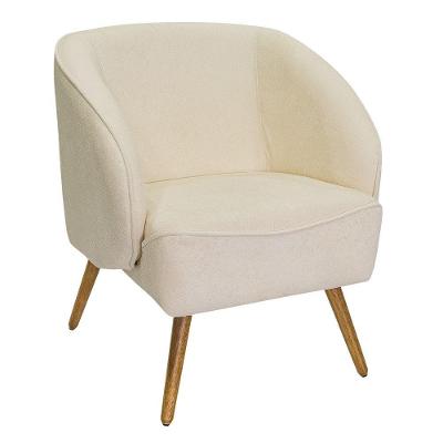 Poltrona Para Sala De Estar Agnes Pés Palito Castanho Bouclé Off White - Nexta Casa