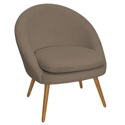 Poltrona Para Sala Rafa Pés Palito Castanho Bouclé Marrom - Nexta Casa