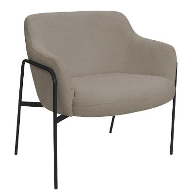 Poltrona Decorativa Jade Base Aço Preto Bouclé Marrom Claro - Nexta Casa