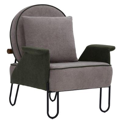 Poltrona Decorativa Ema Base Aço Fixa Preto Poliéster Cinza/verde - Nexta Casa