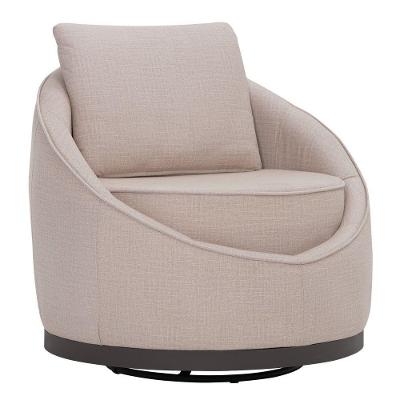 Poltrona Decorativa Base Titânio Giratória Pietra Velusoft Bege - Nexta Casa