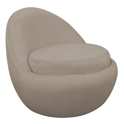 Poltrona Decorativa Orgânica Kaira Base Fixa Veludo Bege - Nexta Casa