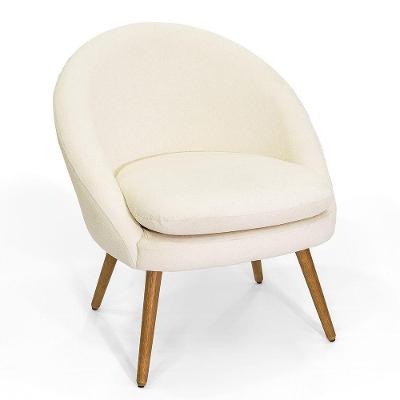 Poltrona Para Sala Rafa Pés Palito Castanho Bouclé Off White - Nexta Casa