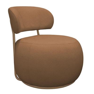 Poltrona Decorativa Greta Base Fixa Ouro Fosco Bouclé Terracota - Nexta Casa