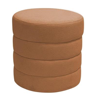 Puff Decorativo Redondo Mid Bouclé Terracota - Nexta Casa
