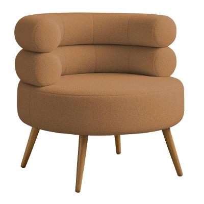 Poltrona Minimalista Mabel Pés Palito Castanho Bouclé Terracota - Nexta Casa