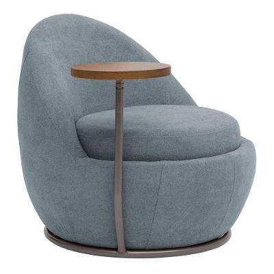 Poltrona Kaira Mesa Lateral Direita Base Fixa Titânio Bouclé Azul Claro - Nexta Casa