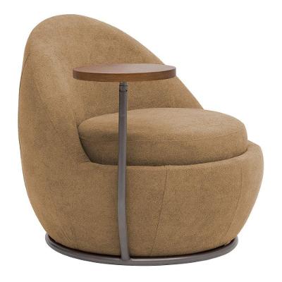 Poltrona Kaira Mesa Lateral Direita Base Fixa Titânio Bouclé Camel - Nexta Casa